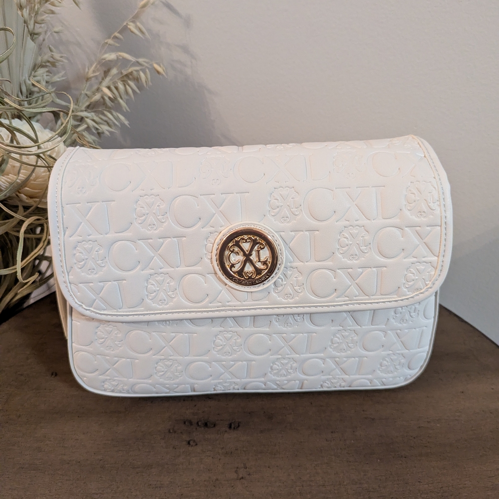 White Embossed Crossbody Bag